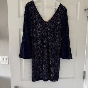 Lilly Pulitzer Navy Long Sleeve Lace Dress